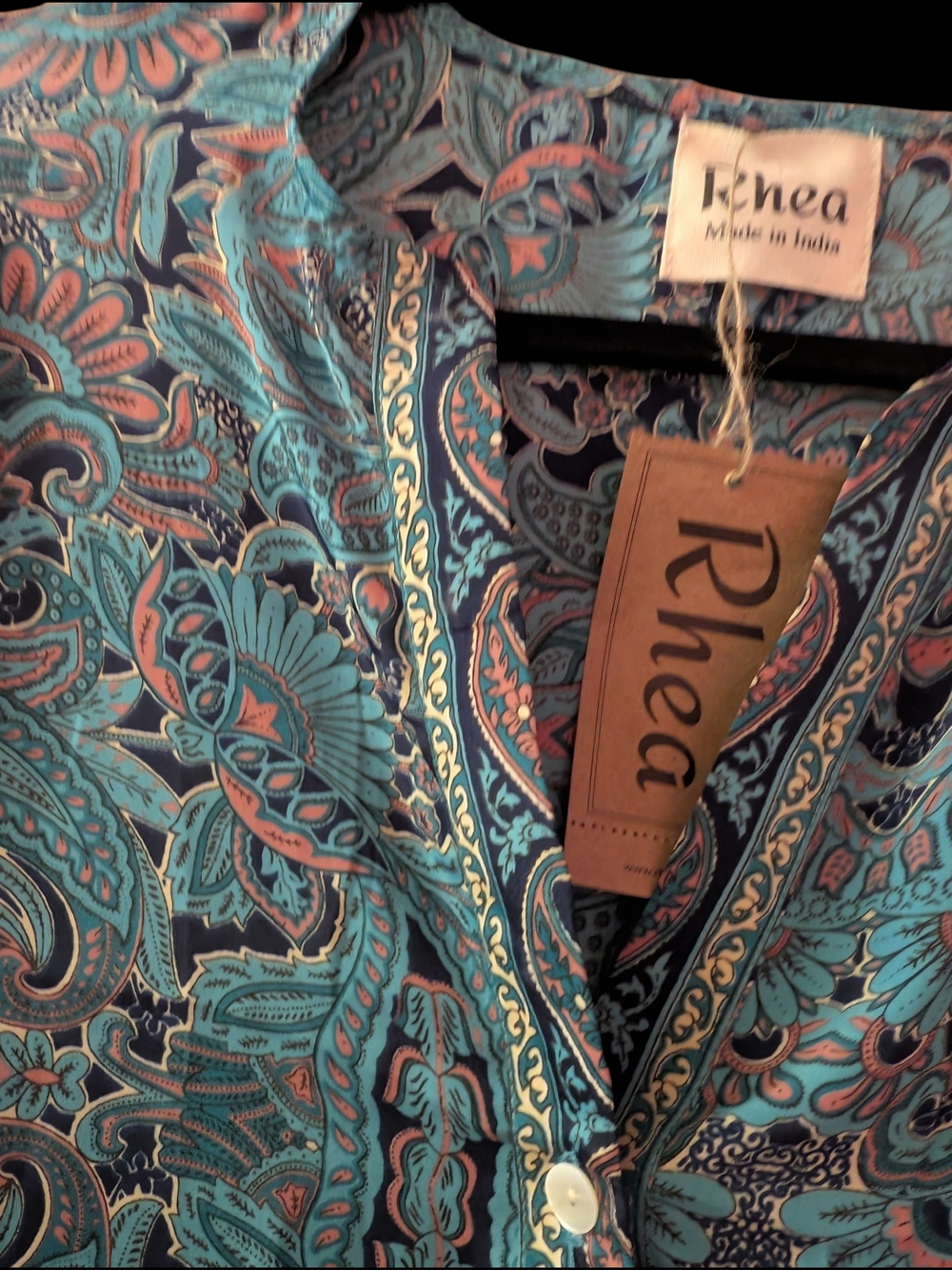 Rhea  Blue Teal Paisley And Floral Print Maxi Dress O/S